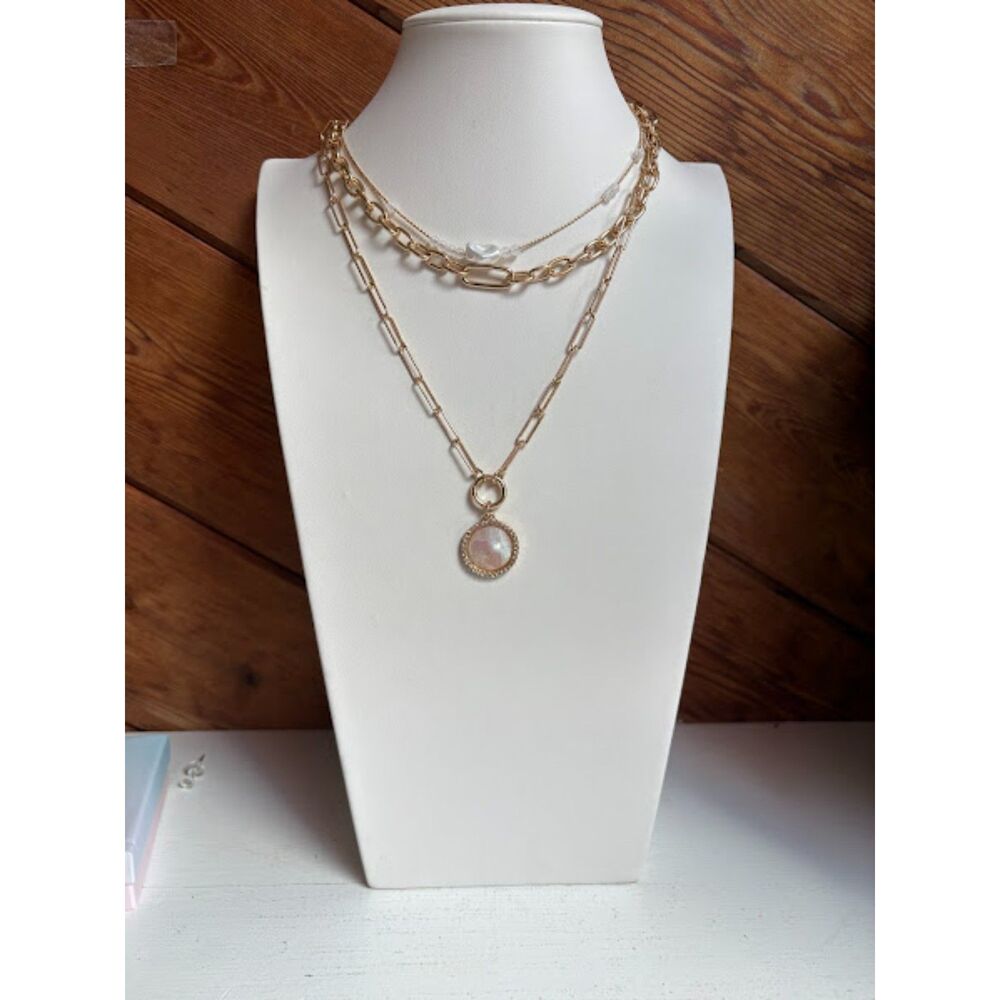 Sonoma Gold-Tone Layered Necklace W/ Mother of Pearl – NWT